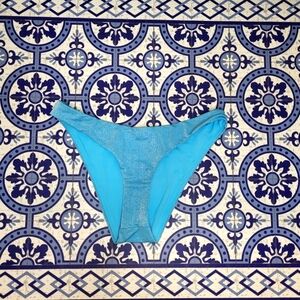 AQUA Brand NWT  Women Solid Standard Bikini Swim Bottoms Sparkling Blue Size S